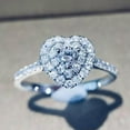 thumbnail image 2 of K-KED 925 Silver Heart Rings Romantic Women Cubic Zirconia Wedding Delicate Jewelry Sz 6-10-8, 2 of 9