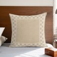 thumbnail image 5 of Throw Pillow Covers 24x24 Inch, Beige Geometric Decorative Pillow Cases for Couch Sofa Bed, Rustic Modern Abstract Plaid Gingham Cotton Linen Square Home Decor Pillowcases with Hidden Zipper, 5 of 6