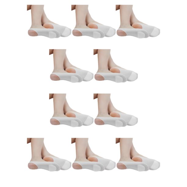Qarigey Calcetines de tacón alto transpirables antideslizantes para mujer Blanco 10piezas