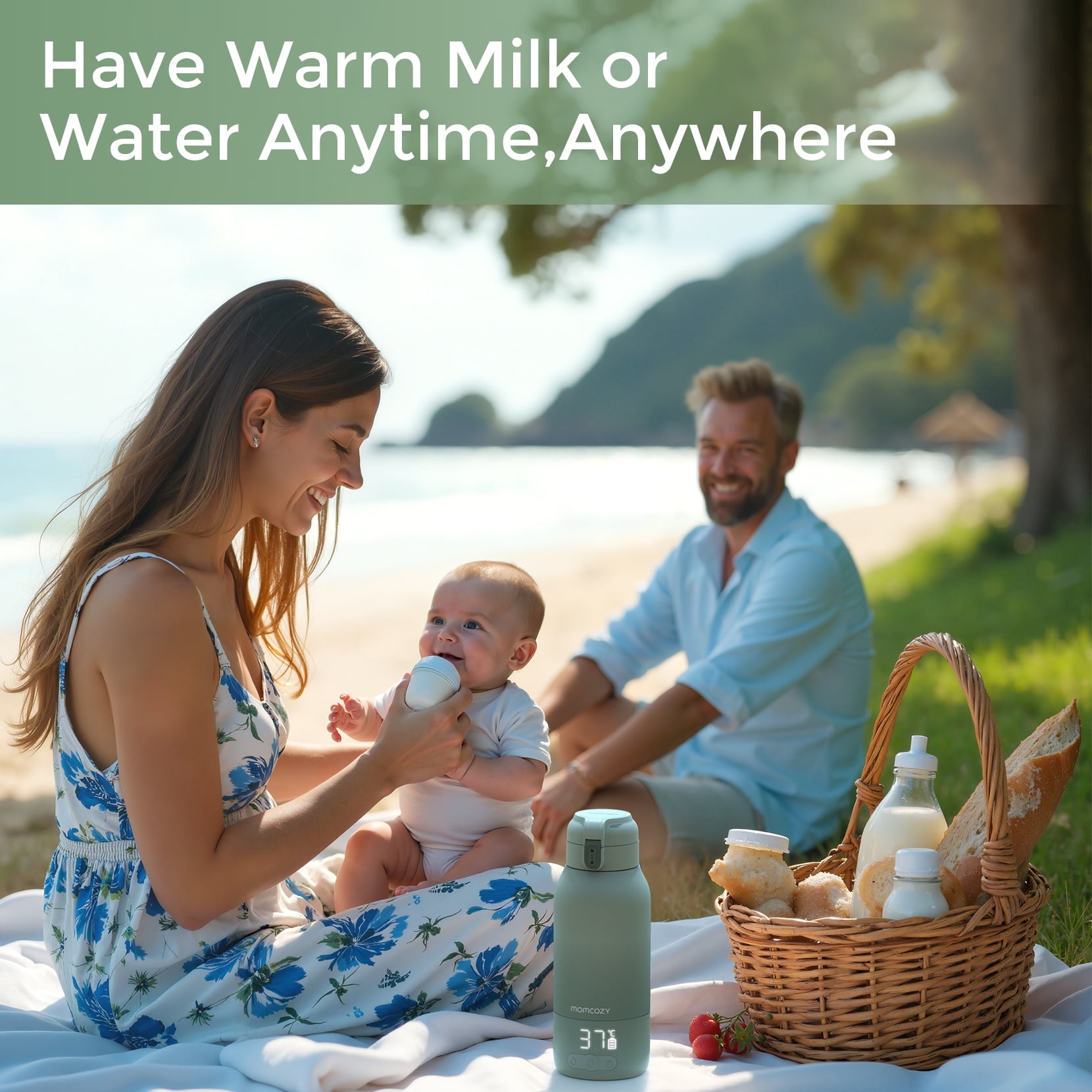 Momcozy Portable Milk Warmer for Travel – Dual Heating Modes for Breast Milk & Water, Portable Bottle Warmer, 16.99 Ounces