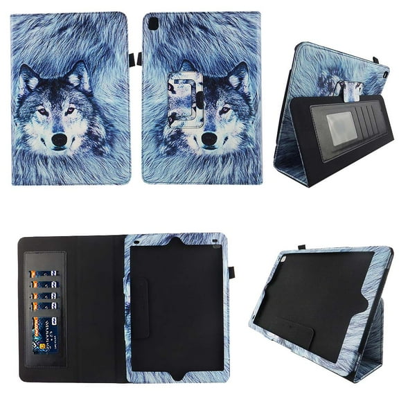 Snow Wolf iPad Pro 9.7 Case Premium Pu Leather Folio Slim Fit Standing Protective Smart Cover w Auto Sleep / Wake for Apple iPad Pro 9.7 inch 2016 Model Table Stylus Holder ID Slots