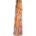 thumbnail image 3 of Sakkas Georgettina Flowy Rhinestone V Neck Long Caftan Dress / Cover Up - Sunset Orange / Multi - One Size, 3 of 5
