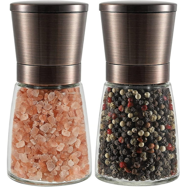 Modern Salt And Pepper Mill Set 2 Pieces In Bronze Brass Style