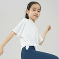 thumbnail image 5 of Hotiary Children Girls' Breathable and Quick Dry Short Sleeve Front Tie Knot Crew Neck T-shirts Athletic Tee for 5-12 Years Old, 5 of 7