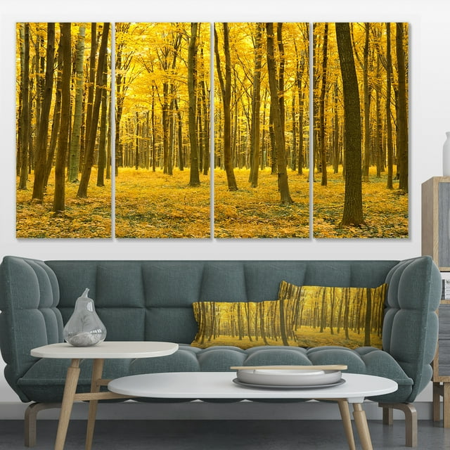 Bright Yellow Autumns Forest - Modern Forest Canvas Art