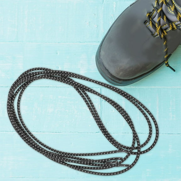 GAXIRE 2 Pairs Reflective Round Black 120cm x 0.3cm Latex Plastic Laces for Sneakers and Athletic Shoes