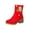 Red, variant on Wensltd Women's Christmas Knee High Boots Embroidered Winter Plush Lining Mid Heel Chunky Heel Fashion Boots Red