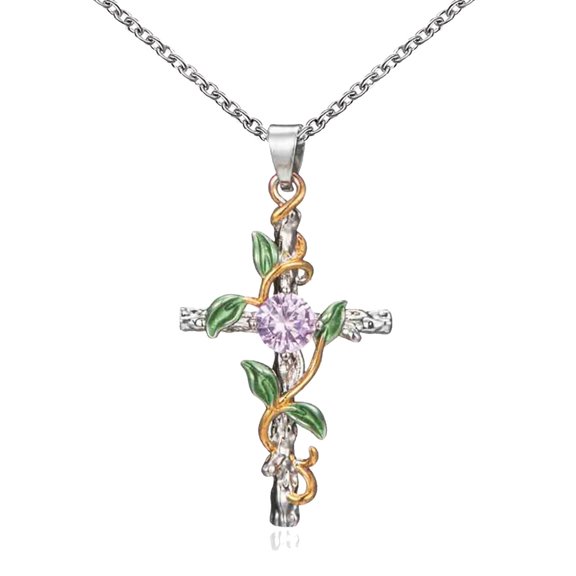 Fashion Beautiful Cross Pendants Necklaces Cross Leaves Pendant Necklace Jewelry Gifts for Women