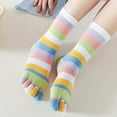 thumbnail image 6 of Winter Autumn Women Middle Tube Socks Novelty Funny Rainbow Striped Casual Breathable Five Finger Separated Toe Socks, 6 of 21
