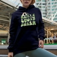 thumbnail image 2 of Mama's Lucky Charm, Retro Groovy Wavy Text St. Patrick's Day Art Merch Gift, Navy Blue Hooded Sweatshirt or Hoodie, 3XL, 2 of 5