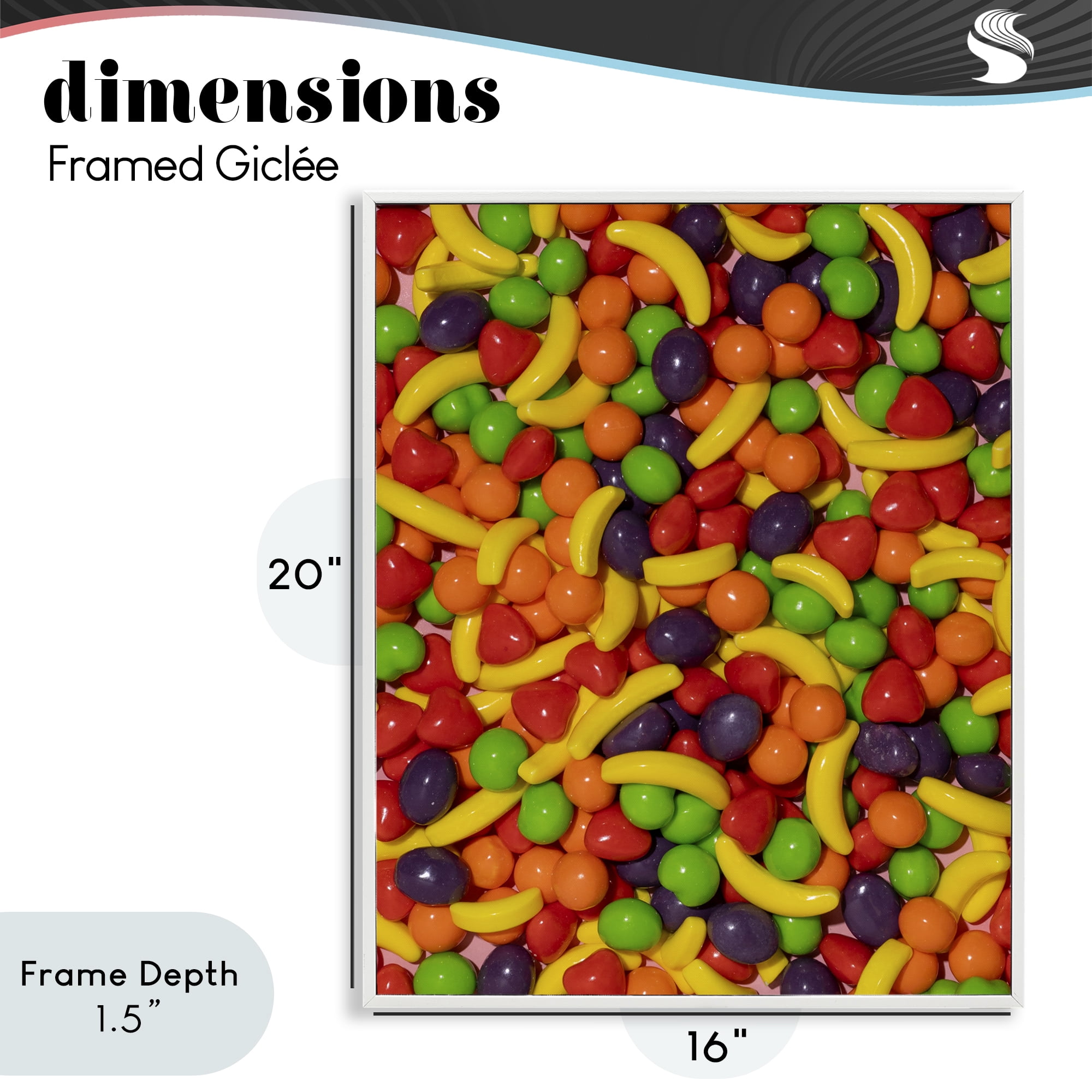 Stupell Industries Retro Assorted Fruit Candy White Framed Giclee Art, design by LISH Creative