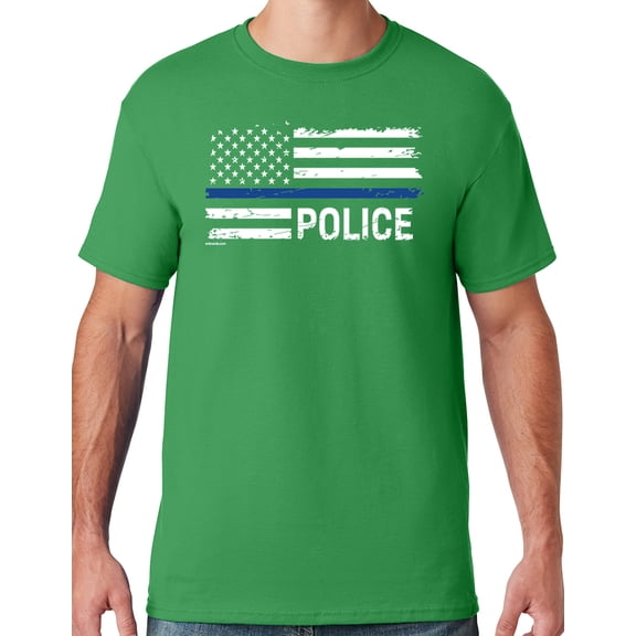 Buy Cool Shirts Mens Police Thin Blue Line T-shirt, 2XL Kelly Green