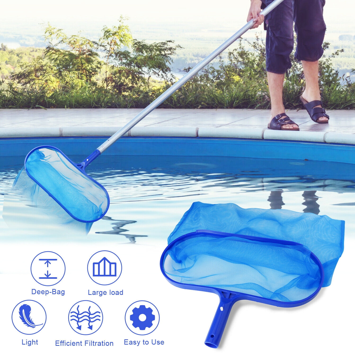 Swimming Pool Accessories Leaf Skimmer Net w/ Deep Net Bag High Quality Cleaner 