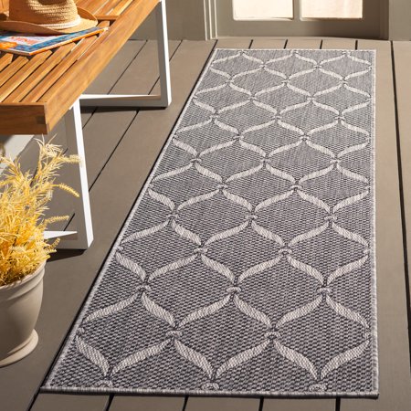 SAFAVIEH Beach House Rosheen Geometric Indoor/Outdoor Runner Rug Charcoal/Gray 2 2 x 8