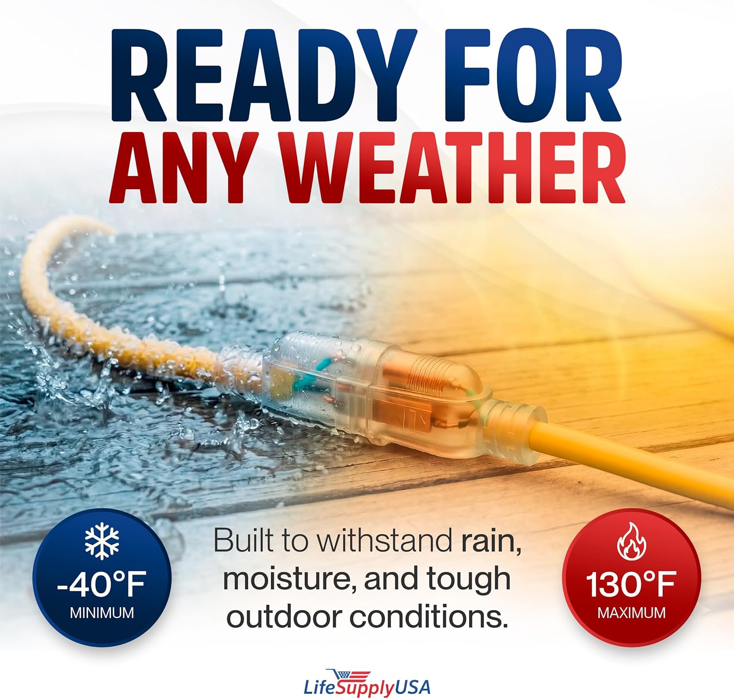 LifeSupplyUSA 25 Ft 10/3 Gauge Heavy Duty Extension Cord photo 2