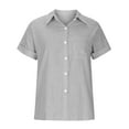 thumbnail image 4 of Summer Tops for Women 2023 Button Down Fashion Casual Short Sleeve Shirts Blouse, 4 of 7