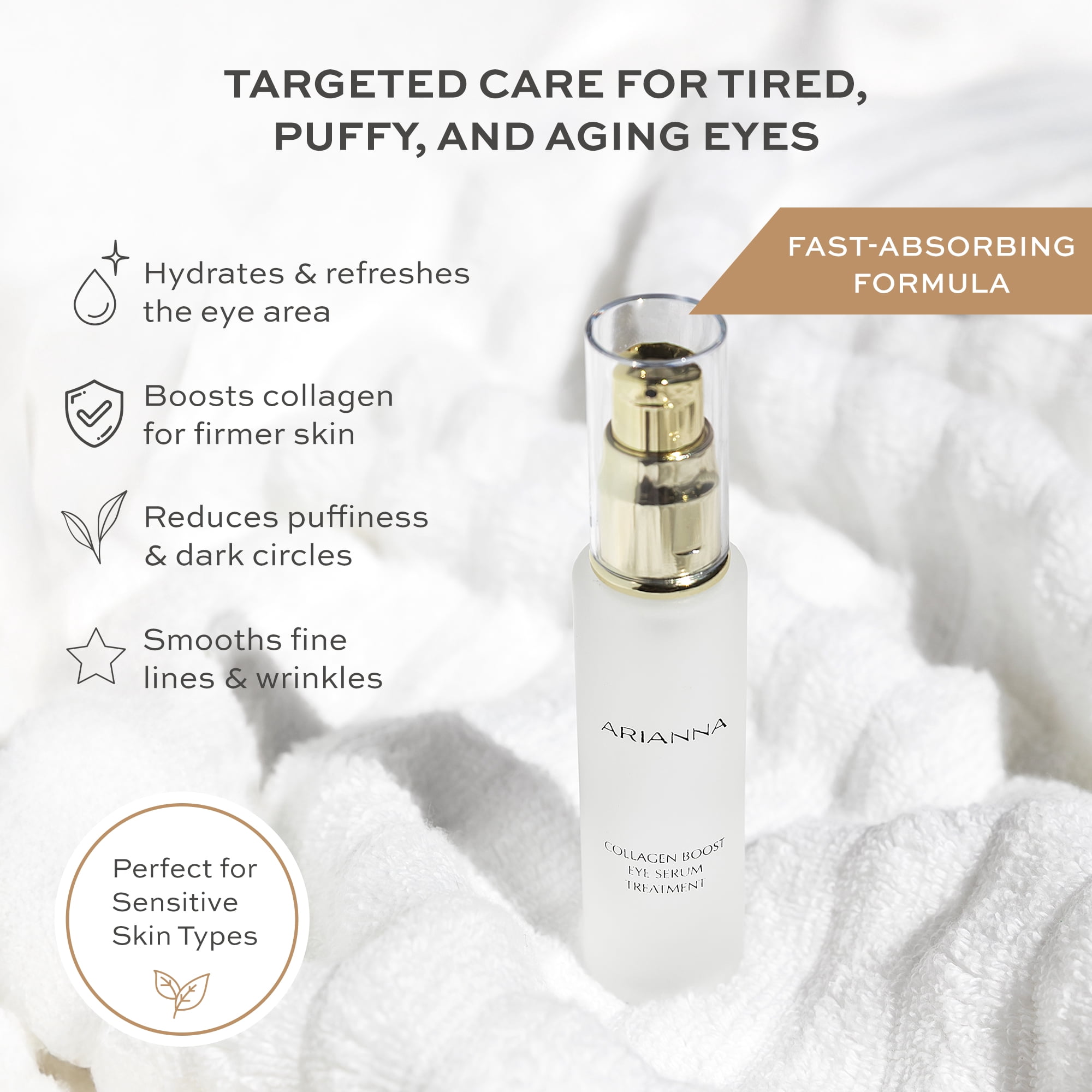 Arianna Skincare Collagen Boost Eye Serum Treatment Gel, 1 oz