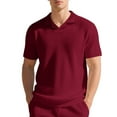 thumbnail image 3 of Waffle Polo Shirts for Men Summer Casual Short Sleeve Collared Relaxed Fit Plain Work Shirts Mens Tees, 3 of 9
