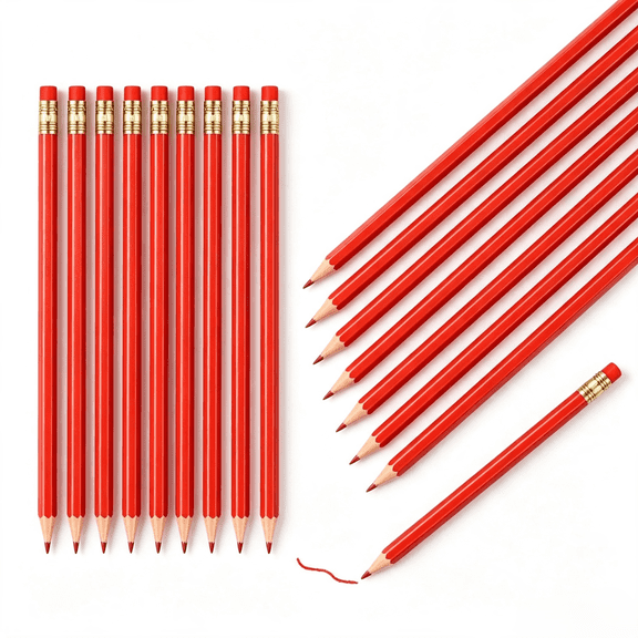 12 Pcs Checking Pencils Erasable Colored Pencils Pre-Sharpened 2 HB with Erasable Tops for Checking(Red)