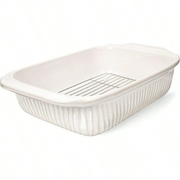 Baking Dish 5.1 Quarts Casserole Dishes For Oven Baking Pan  Handles Lasagna Pan Deep Large Casserole Dish Rectangular Ceramic Bakeware Baking Dish With Rack