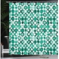 thumbnail image 3 of Ambesonne Mid Century Shower Curtain, Retro Round Mosaic Art, 69"Wx70"L, Jade Green, 3 of 4