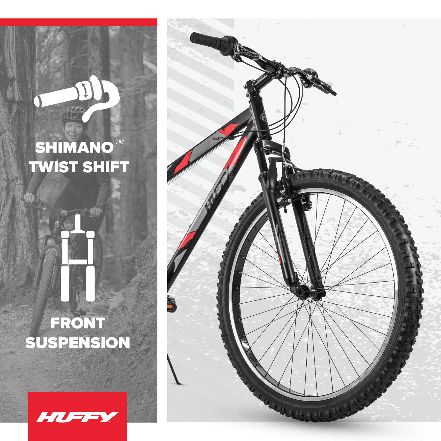 Huffy 27.5" Tekton Mountain Bike, Fits Riders 60"+, Gray, Adult, Men's