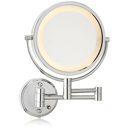 Jerdon HL75C 8.5-Inch Lighted Wall Mount Makeup Mirror with 8x Magnification Chrome Finish