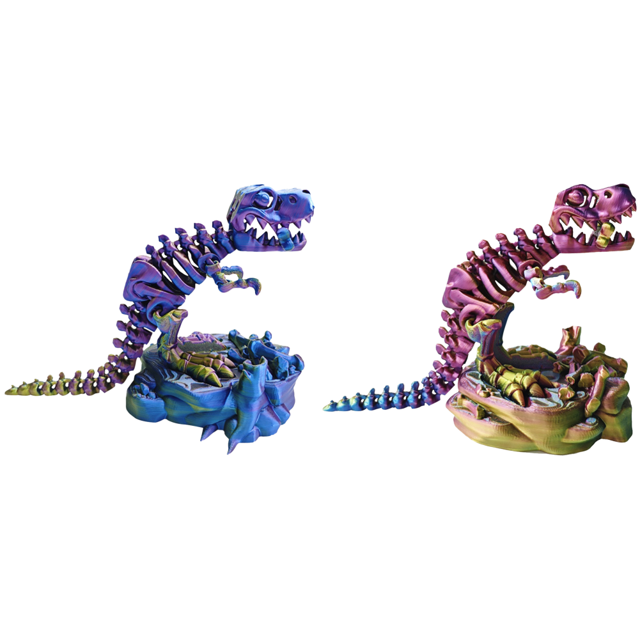 Esqueleto Impreso en 3D Tiranosaurio Rex Juguete Articulaciones Móviles (oro) Azul Morado