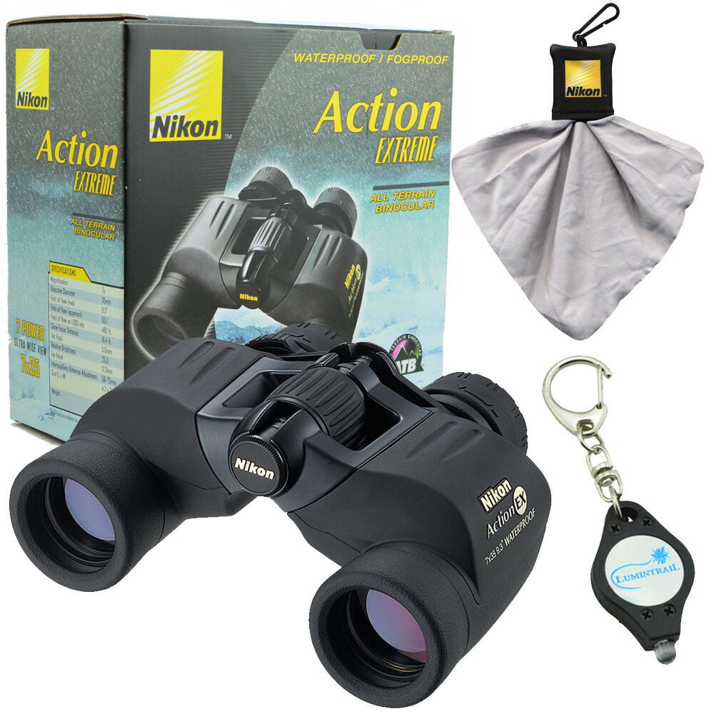 Note Ass Descriptive Nikon Action EX Extreme 7x35 Binoculars with Cleaning Cloth and Keychain  Light - Walmart.com