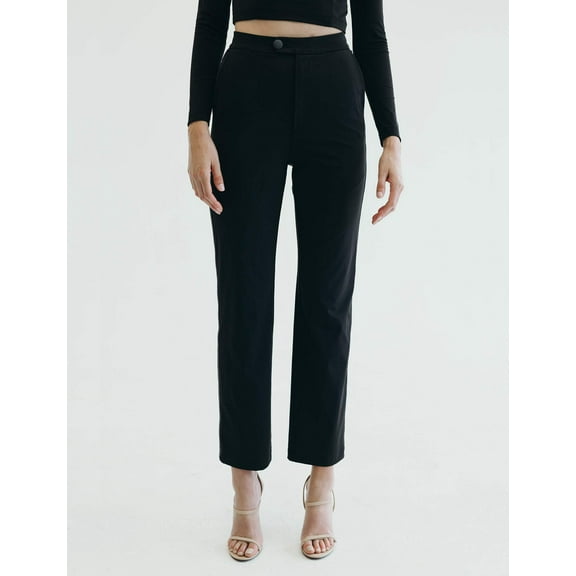 Mrs Momma Bear Straight Leg Button-up Athleisure Black, Tea Time Pant (Women's)