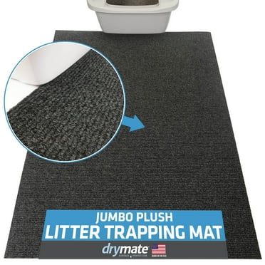 Drymate Jumbo Plush Cat Litter Trapping Mat, Contains Mess from Box for Cleaner Floors, Urine-Proof, Soft on Kitty Paws -Absorbent/Waterproof- Machine Washable, Durable (30"x45")(Charcoal Grey)