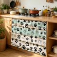 thumbnail image 6 of Sage Green Beige Farmhouse Cabinet Curtain 35"Wx35"L,Dustproof Under Sink Skirt W/ Self Adhesive Tape,Black Dog Paw Vintage Wooden Cabinet Curtain Cover for Kitchen Sink,Bathroom Vanity,Laundry Room, 6 of 9