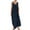 Navy, variant on Fesfesfes Women Dress Cotton And Linen Crewneck Loose Sleeveless Solid Mini Dress
