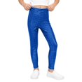 thumbnail image 2 of Lullu Girls Shiny Metallic Leggings High Waisted Dance Stage Performance Pants, Size 3-10, 2 of 4