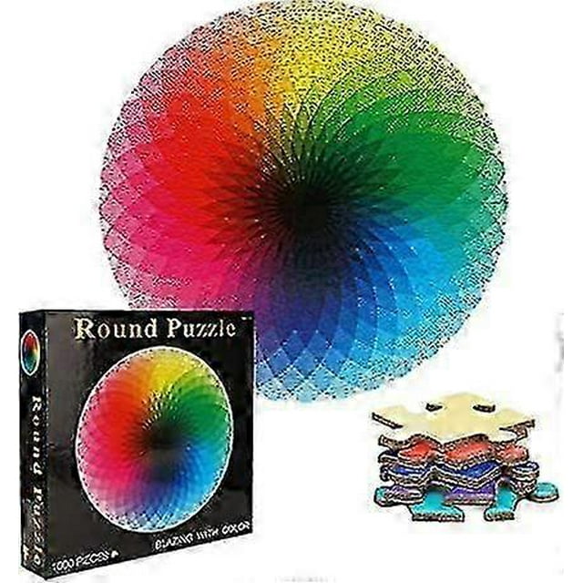 1000 Pieces Rainbow Round Puzzle For Adults, Colour Gradient Jigsaw Puzzle, Difficult Puzzle For Adults Kids 14+