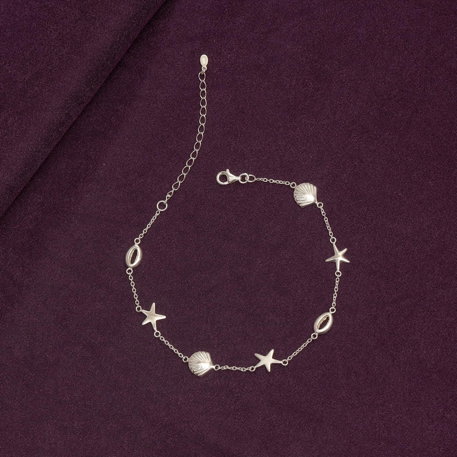 LeCalla 925 Sterling Silver Anklets Summer Beach Jewelry Light-Weight Hypoallergenic Cable Chain Sea-Life Anklets for Female and Teen 10" Inch