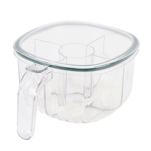 Olla Para Especias, 4 Cucharas, Tapa Abatible, 4 Compartimentos, Dispensador De Condimentos Transparente Para El Hogar, Cafeterías Y Restaurantes