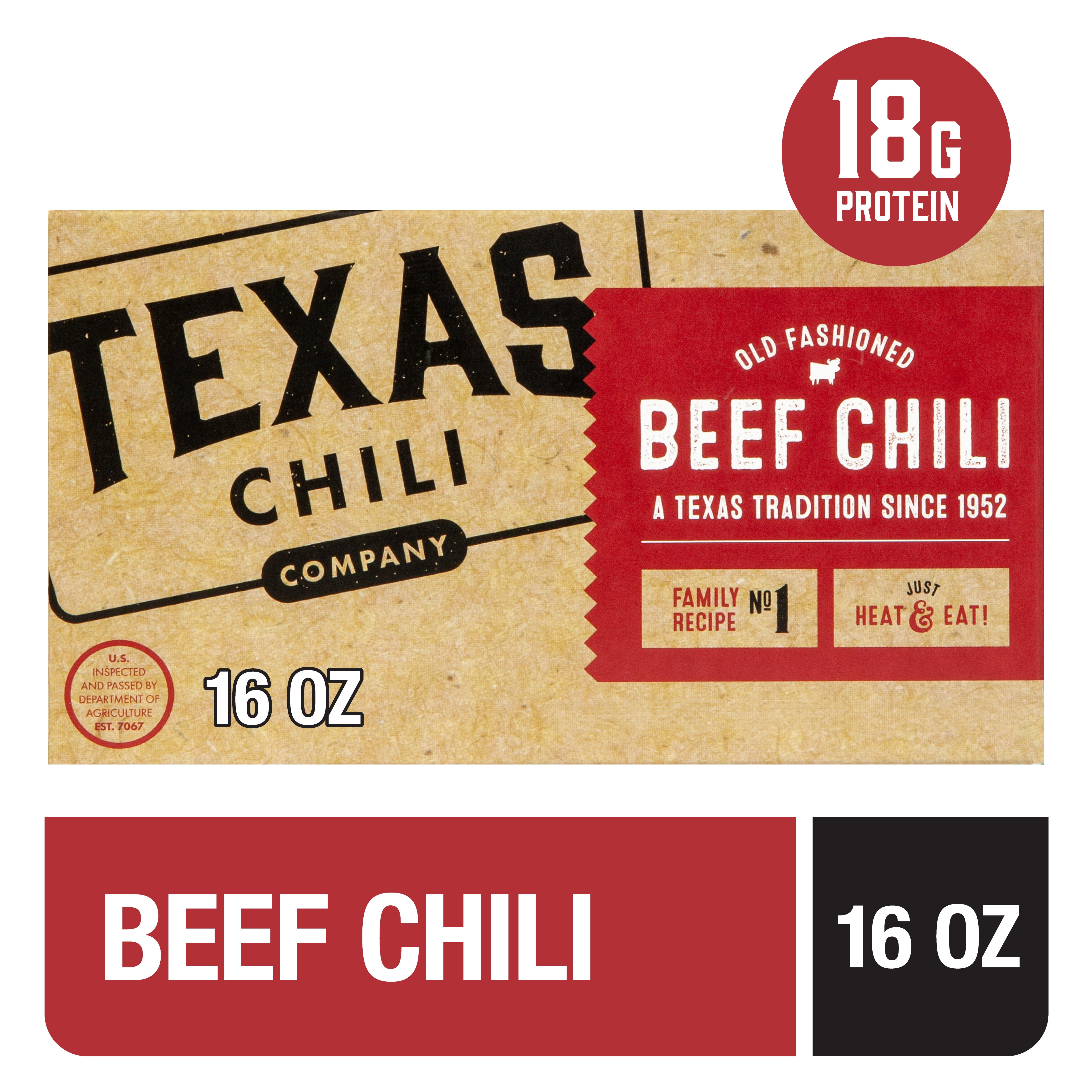 Texas Chili Company Beef Chili 16 oz Bag in Box Refrigerated Fully Cooked