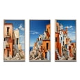 thumbnail image 2 of Designart "Tones Fontanas Italy Terracotta wall art XI" Cityscapes Framed Wall Art Set Of 3 - Peach Italy Frame Canvas Set For Living Room Decor, 2 of 7