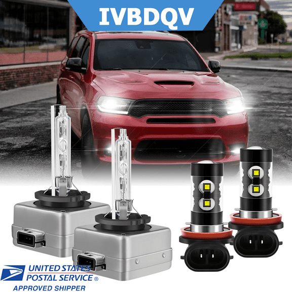 For Dodge Durango 2014-2020 HID Headlight D3S High/Low Beam LED H11 Fog Light Bulbs Kit 4Pcs