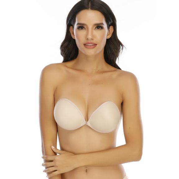 SAYFUT Adhesive Bra Push up Strapless Backless Nude Invisible Bra for Women Reusable with Drawstring-Upgrade Style