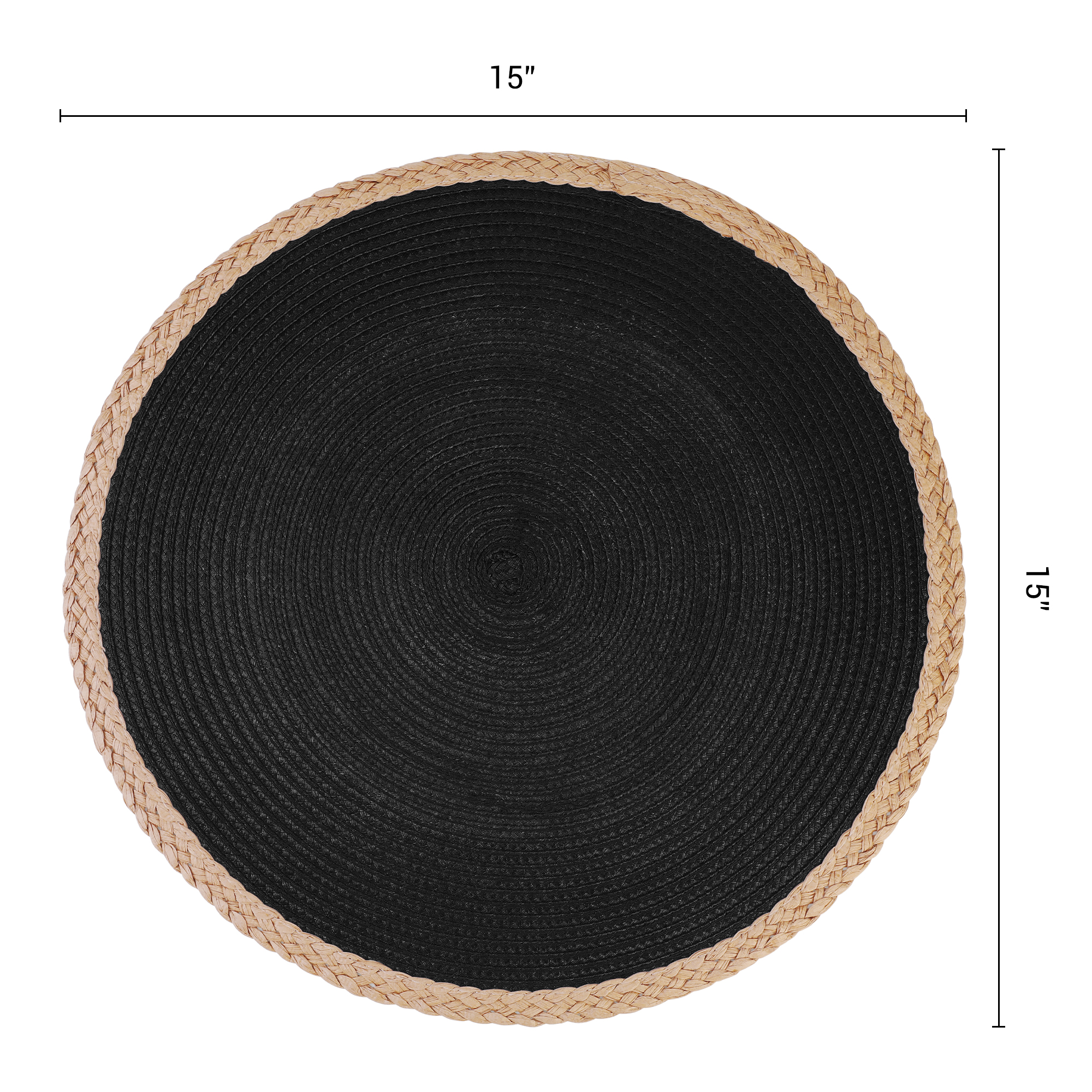 Unique Bargains Farmhouse Woven Placemats Set of 6 for Dining Table Decor Black