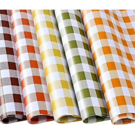 50 Sheets Large Size Autumn Plaid Tissue Bulk, 28 * 20'' Brown Green Yellow Red Orange Buffalo Plaid Gift Wrapping Tissue for Fall Harvest Thanksgiving Day Party DIY Craft