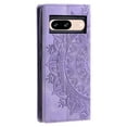 thumbnail image 3 of SaniMore for Google Pixel 8 Case, PU Leather Embosed Mandala Flower Wallet Protective Phone Cover Card Slots Pocket Purse Women Men Kickstand Vintage Shockproof Anti-fall Shell, Purple, 3 of 10