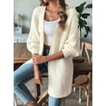 thumbnail image 2 of Women Knit Long Cardigan Long Sleeve Open Front Oversized Sweater Coat Black L, 2 of 8