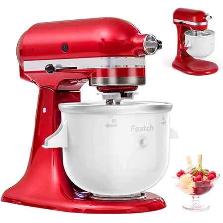 Ice Cream Maker Attachment Compatible with All Kitchen Aid 4.5QT Stand Mixer, 2 QT High Capacity Frozen Yogurt, Ice Cream and Sorbet Gelato Maker(Not Compatible with Artisan Mini 3.5Qt Mixer)
