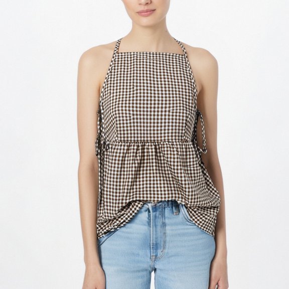 Women's Strappy Tank Top Casual Summer Sleeveless Blouse with Tie Detail for Daily Wear and All-Season Comfort Effortless Style for Women Coffee S