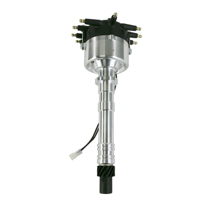 Billet Style End Cap A-Team Performance Chevy SB/BB V8 Low-Profile Pro Series Pro Billet Distributor with Crab Cap Black ()