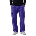 thumbnail image 2 of UDAUDU Mens Baggy Sweatpants Wide Leg Comfortable Cargo Sweatpants with Pockets Casual Lounge High Elastic Waisted Fall Winter Pants Purple L, 2 of 9