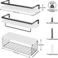 thumbnail image 7 of Eurhowing Floating Shelves Set of 3, Wood Wall Shelves with Metal Frame and Towel Bar, Space Saving Wood Shelves for Home, White, 7 of 7